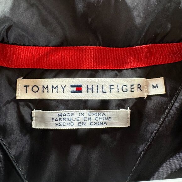 Vintage Tommy Hilfiger Down Puffer Vest Mens Medium Black Full Zip 2000 Y2K VTG - Picture 7 of 15
